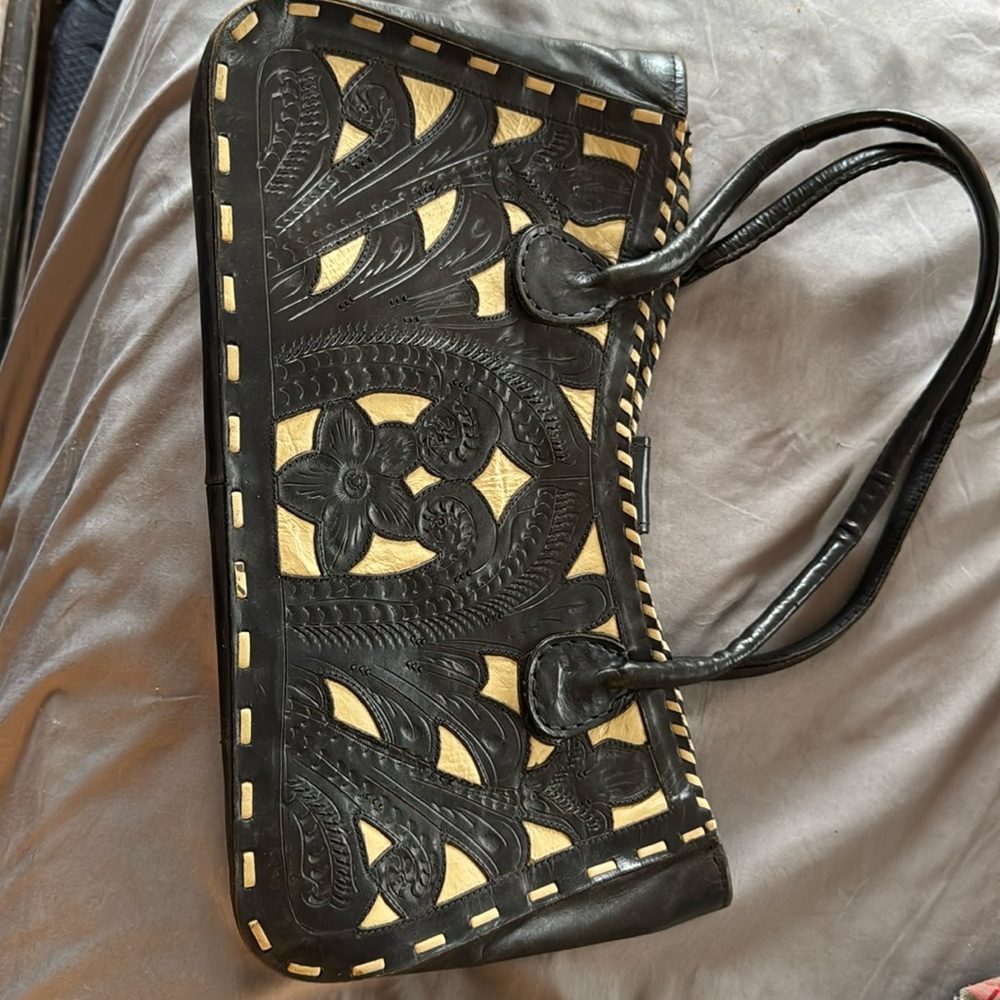 Leaders in Leather hand tooled leathered bag
